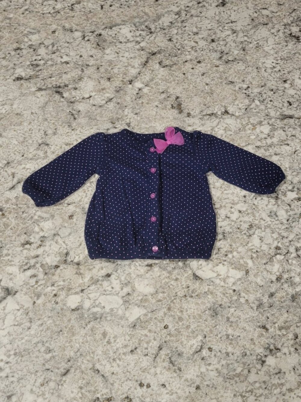 Carter's Just One You NB Navy Pink Polka Dot Cardigan Sweater Baby Girl Bow